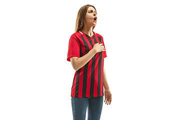 Image showing Belgian fan celebrating on white background