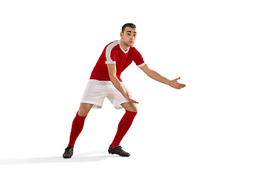 Image showing Professional football soccer player isolated white background