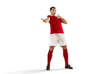 Image showing Professional football soccer player isolated white background