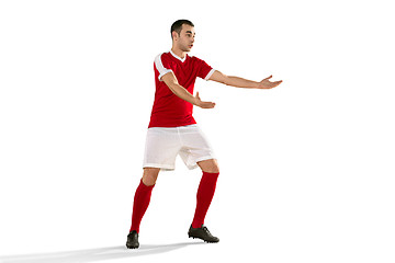 Image showing Professional football soccer player isolated white background