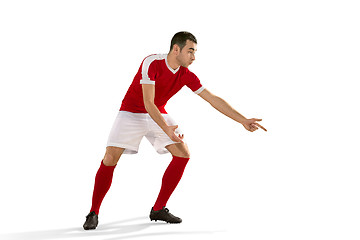 Image showing Professional football soccer player isolated white background