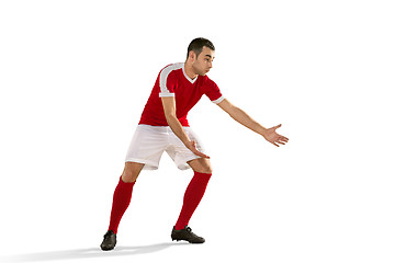 Image showing Professional football soccer player isolated white background