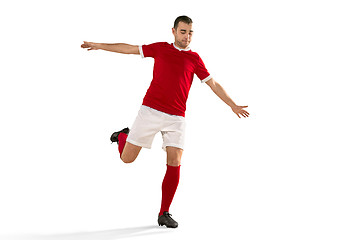 Image showing Professional football soccer player isolated white background