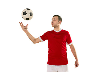 Image showing Professional football soccer player isolated white background