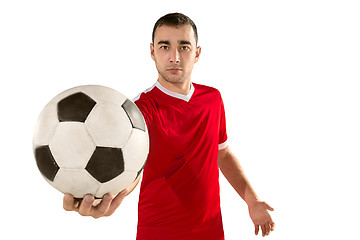 Image showing Professional football soccer player isolated white background