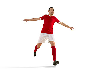 Image showing Professional football soccer player isolated white background