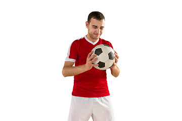 Image showing Professional football soccer player isolated white background