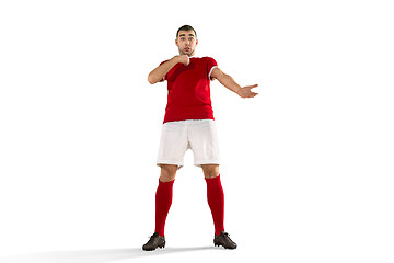 Image showing Professional football soccer player isolated white background