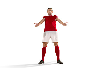 Image showing Professional football soccer player isolated white background