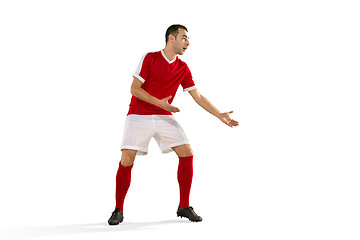 Image showing Professional football soccer player isolated white background