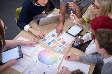 Image showing Multiethnic startup business team having meeting