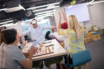 Image showing Young Multiethnic Business team using virtual reality headset