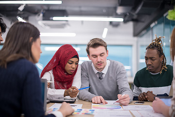 Image showing Multiethnic startup business team having meeting