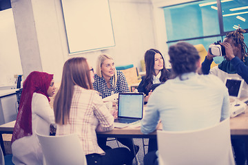 Image showing Young Multiethnic Business team using virtual reality headset