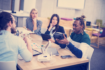 Image showing Young Multiethnic Business team using virtual reality headset