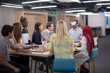 Image showing Young Multiethnic Business team using virtual reality headset