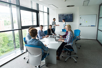 Image showing Business Team At A Meeting at modern office building