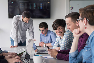 Image showing Group of young people meeting in startup office