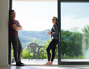 Image showing couple on the door of their luxury home villa