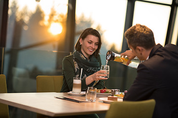 Image showing Couple on a romantic dinner at the restaurant