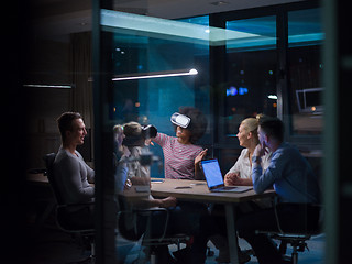 Image showing Multiethnic Business team using virtual reality headset