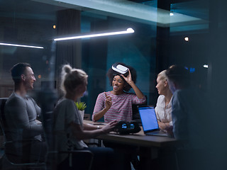 Image showing Multiethnic Business team using virtual reality headset