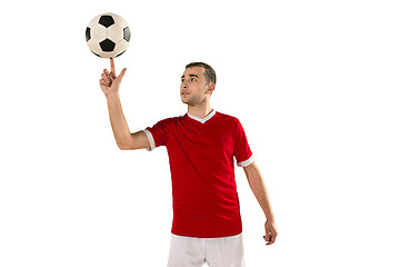 Image showing Professional football soccer player isolated white background