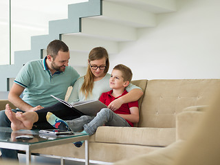 Image showing family with little boy enjoys in the modern living room