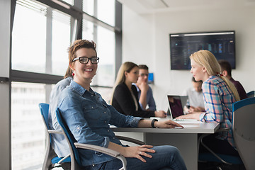 Image showing Business Team At A Meeting at modern office building