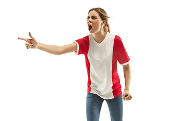 Image showing French fan celebrating on white background