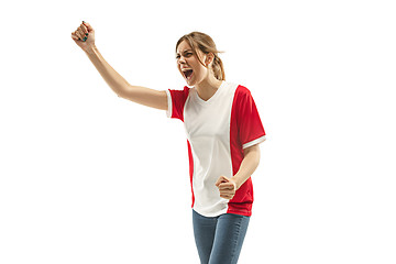 Image showing French fan celebrating on white background