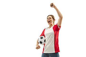 Image showing French fan celebrating on white background