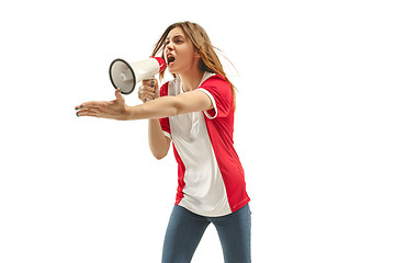 Image showing French fan celebrating on white background