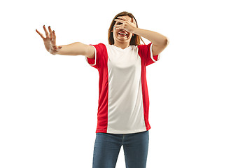 Image showing The unhappy and sad French fan on white background