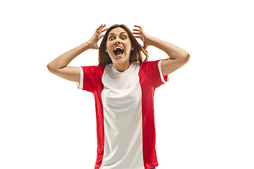 Image showing French fan celebrating on white background