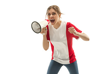 Image showing French fan celebrating on white background