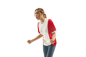 Image showing French fan celebrating on white background