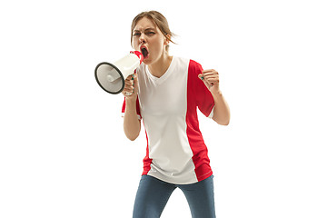 Image showing French fan celebrating on white background