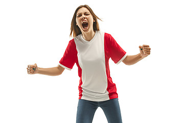 Image showing French fan celebrating on white background