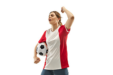 Image showing French fan celebrating on white background