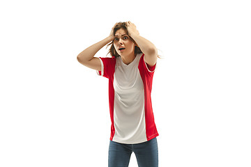 Image showing The unhappy and sad French fan on white background