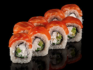 Image showing Several sushi rolls Philadelphia