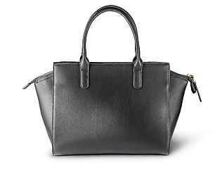 Image showing Ladies black leather bag back view