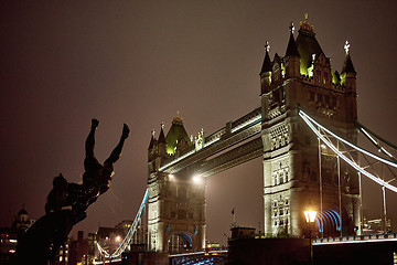 Image showing Night view of Tower Bridge