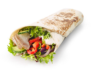 Image showing Tortilla wrap with meat and vegetables