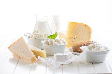 Image showing Variation of dairy products on white