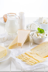 Image showing Variation of dairy products on white