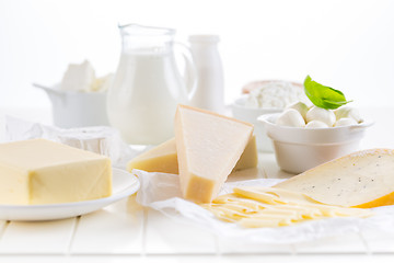 Image showing Variation of dairy products on white