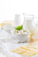 Image showing Variation of dairy products on white