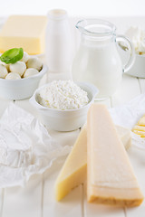 Image showing Variation of dairy products on white